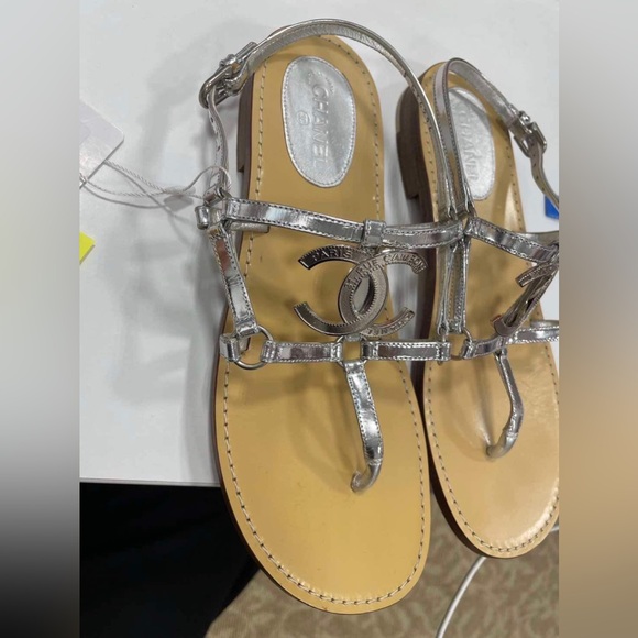 Chanel sandals - metallic silver size 37 - Picture 2 of 15